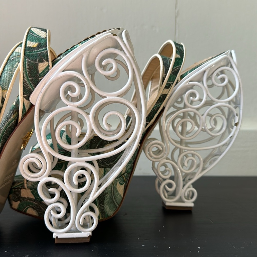 Charlotte Olympia Garden Party with White Wire Heels - Picture 3 of 9
